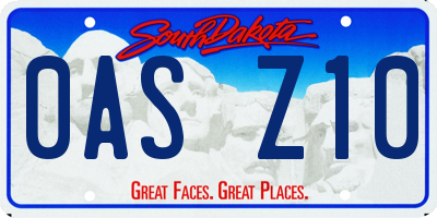SD license plate 0ASZ10