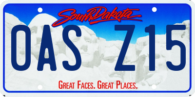 SD license plate 0ASZ15