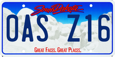 SD license plate 0ASZ16