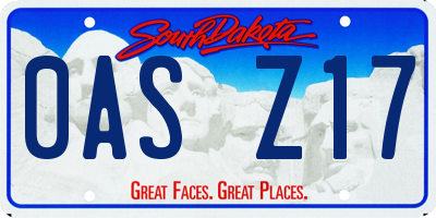 SD license plate 0ASZ17