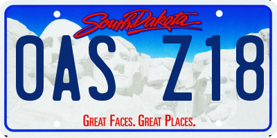 SD license plate 0ASZ18