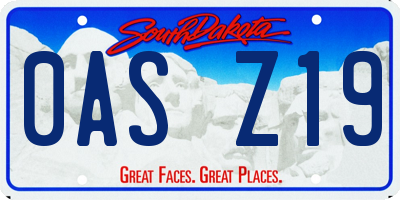 SD license plate 0ASZ19