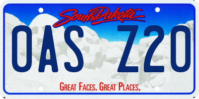 SD license plate 0ASZ20