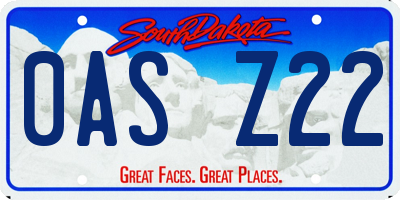 SD license plate 0ASZ22