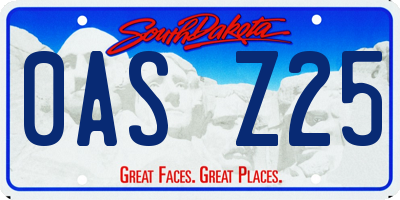 SD license plate 0ASZ25