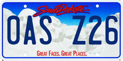 SD license plate 0ASZ26