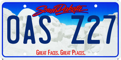 SD license plate 0ASZ27
