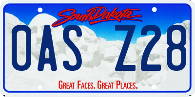 SD license plate 0ASZ28
