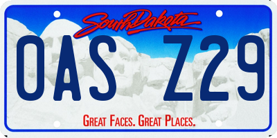 SD license plate 0ASZ29