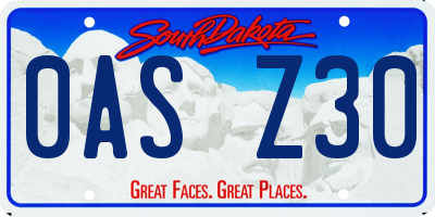 SD license plate 0ASZ30