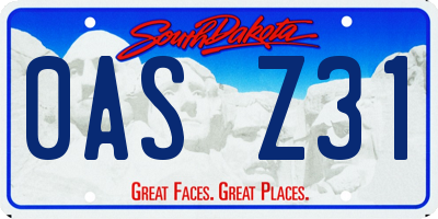 SD license plate 0ASZ31