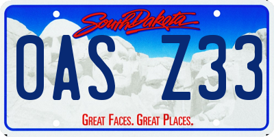 SD license plate 0ASZ33