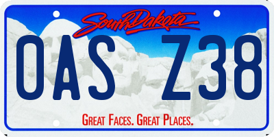 SD license plate 0ASZ38