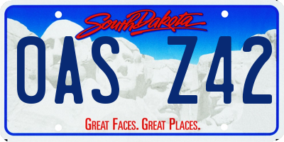 SD license plate 0ASZ42