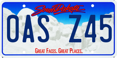 SD license plate 0ASZ45