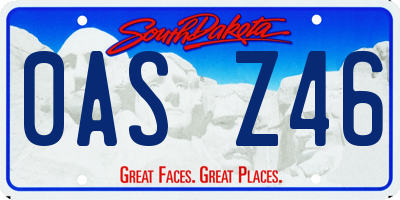 SD license plate 0ASZ46