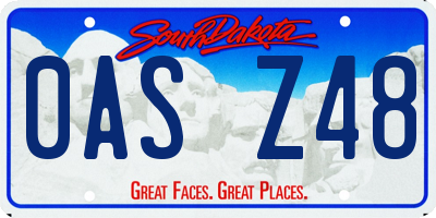 SD license plate 0ASZ48