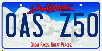 SD license plate 0ASZ50
