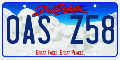 SD license plate 0ASZ58