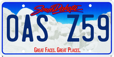 SD license plate 0ASZ59