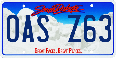 SD license plate 0ASZ63