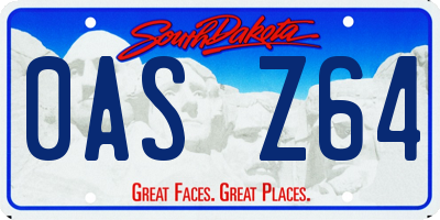 SD license plate 0ASZ64