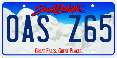 SD license plate 0ASZ65