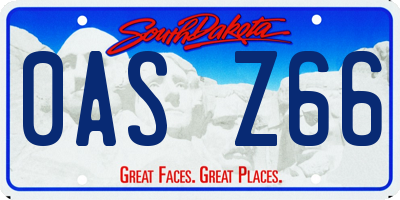 SD license plate 0ASZ66