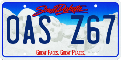 SD license plate 0ASZ67