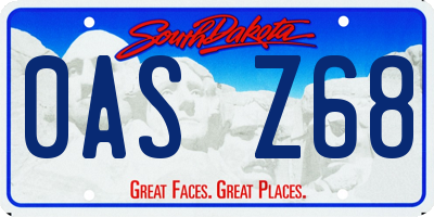 SD license plate 0ASZ68
