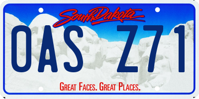 SD license plate 0ASZ71