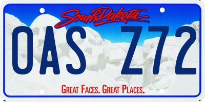 SD license plate 0ASZ72