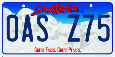 SD license plate 0ASZ75