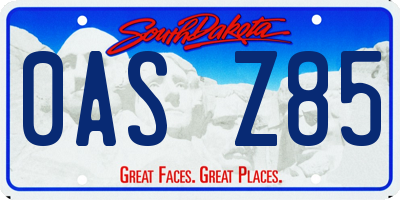 SD license plate 0ASZ85