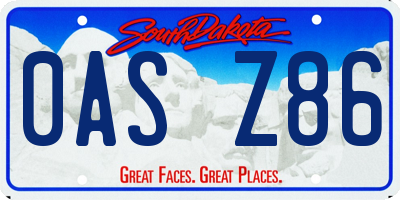 SD license plate 0ASZ86