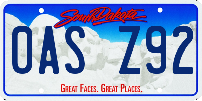 SD license plate 0ASZ92
