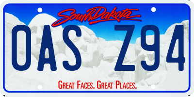 SD license plate 0ASZ94