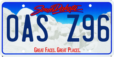 SD license plate 0ASZ96