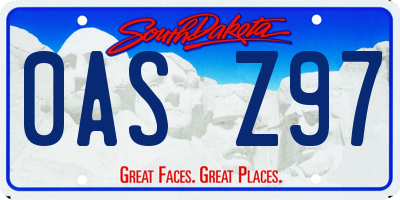 SD license plate 0ASZ97