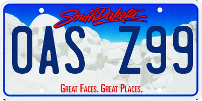 SD license plate 0ASZ99