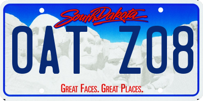 SD license plate 0ATZ08
