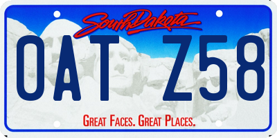 SD license plate 0ATZ58