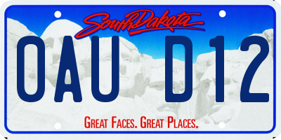 SD license plate 0AUD12