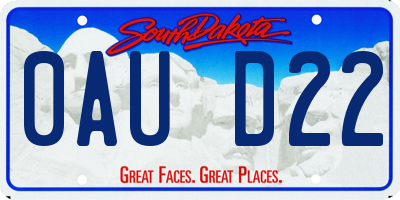 SD license plate 0AUD22