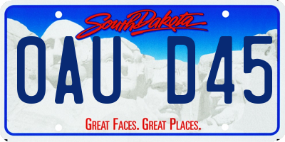 SD license plate 0AUD45