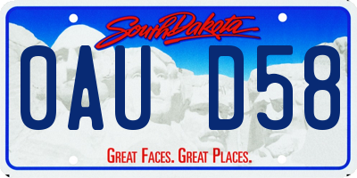 SD license plate 0AUD58