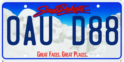 SD license plate 0AUD88