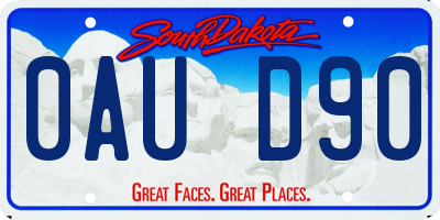 SD license plate 0AUD90