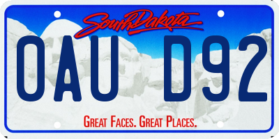 SD license plate 0AUD92