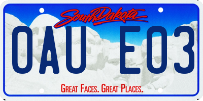 SD license plate 0AUE03